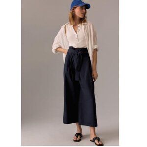 NWT-Anthropologie - Exquise Pleated Tie-front Trousers - Navy- XL